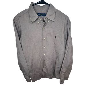 Ralph Lauren Brown And Cream Button Up Collared Cotton Shirt